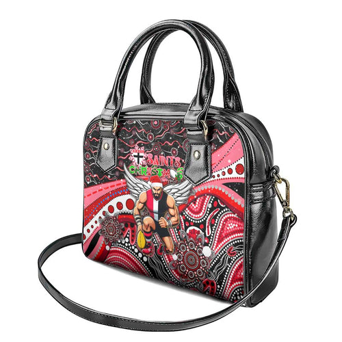 Merry Christmas AFL Saints Shoulder Handbag Aboriginal Santa Football Mascot