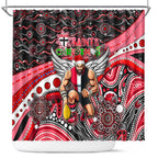 Merry Christmas AFL Saints Shower Curtain Aboriginal Santa Football Mascot