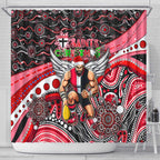 Merry Christmas AFL Saints Shower Curtain Aboriginal Santa Football Mascot