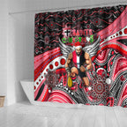 Merry Christmas AFL Saints Shower Curtain Aboriginal Santa Football Mascot