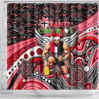 Merry Christmas AFL Saints Shower Curtain Aboriginal Santa Football Mascot