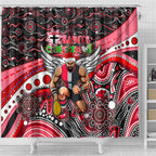 Merry Christmas AFL Saints Shower Curtain Aboriginal Santa Football Mascot