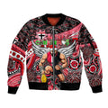 Merry Christmas AFL Saints Sleeve Zip Bomber Jacket Aboriginal Santa Football Mascot