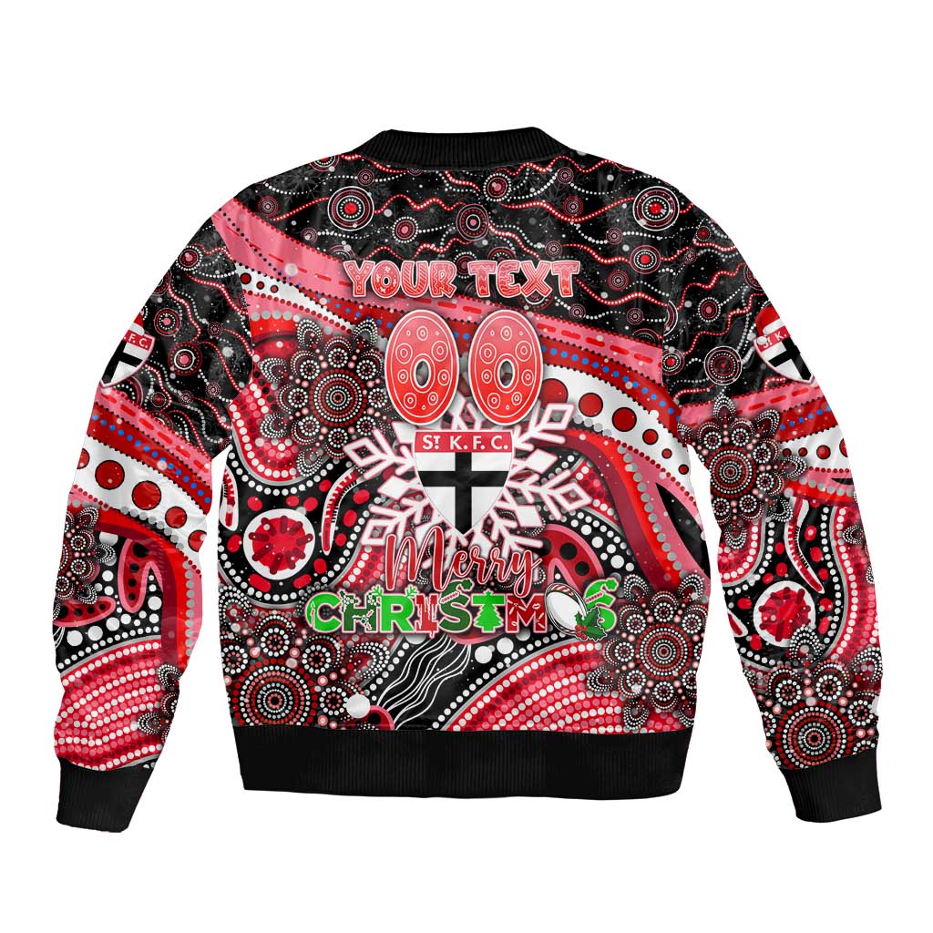 Merry Christmas AFL Saints Sleeve Zip Bomber Jacket Aboriginal Santa Football Mascot