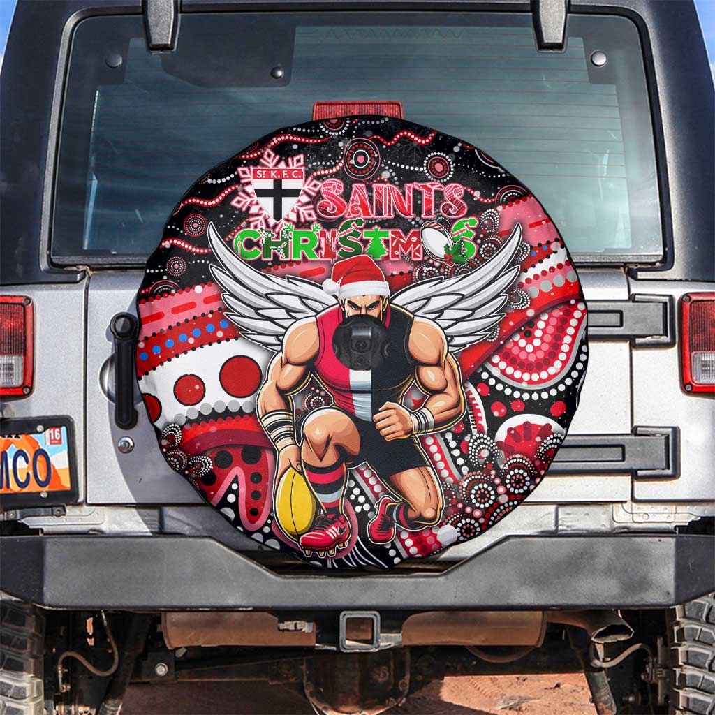 Merry Christmas AFL Saints Spare Tire Cover Aboriginal Santa Football Mascot
