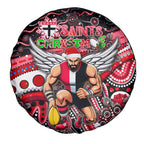 Merry Christmas AFL Saints Spare Tire Cover Aboriginal Santa Football Mascot