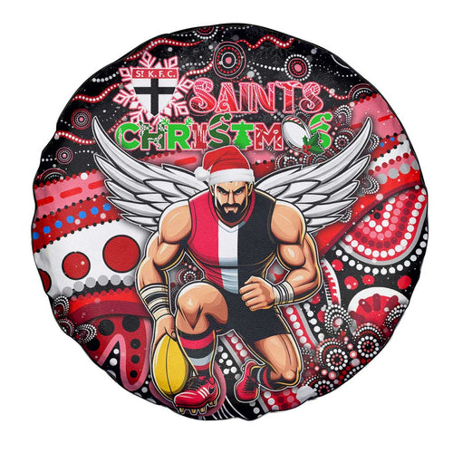 Merry Christmas AFL Saints Spare Tire Cover Aboriginal Santa Football Mascot