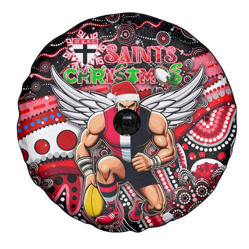 Merry Christmas AFL Saints Spare Tire Cover Aboriginal Santa Football Mascot