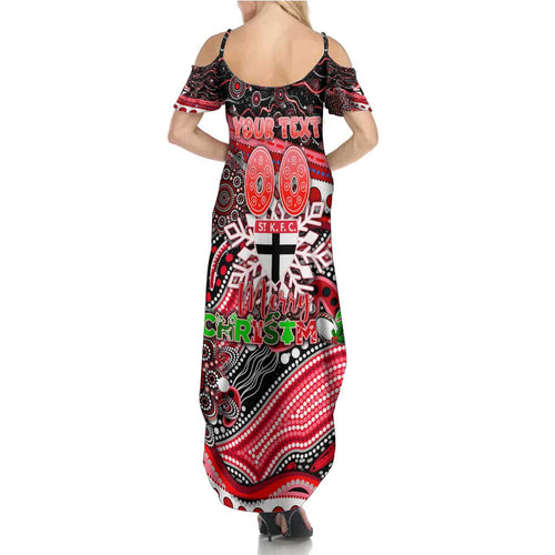 Merry Christmas AFL Saints Summer Maxi Dress Aboriginal Santa Football Mascot