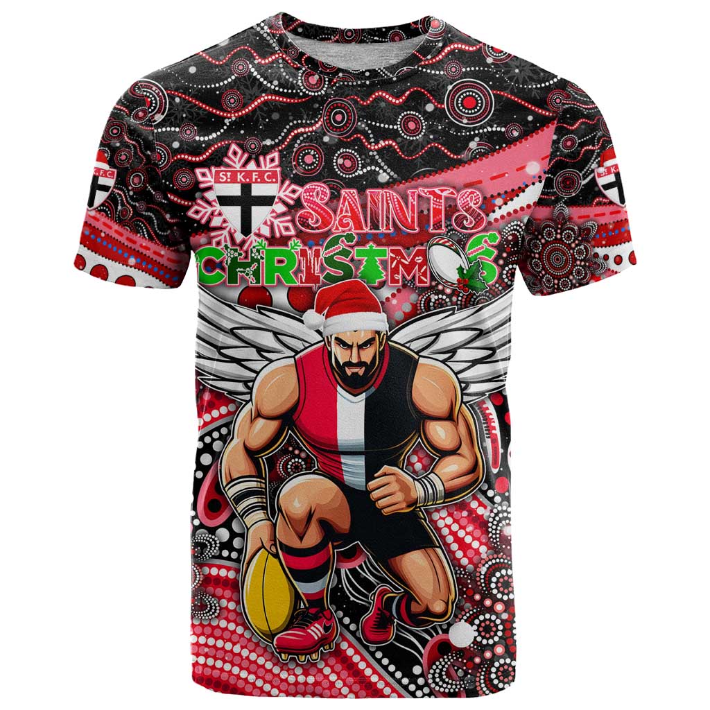 Merry Christmas AFL Saints T Shirt Aboriginal Santa Football Mascot