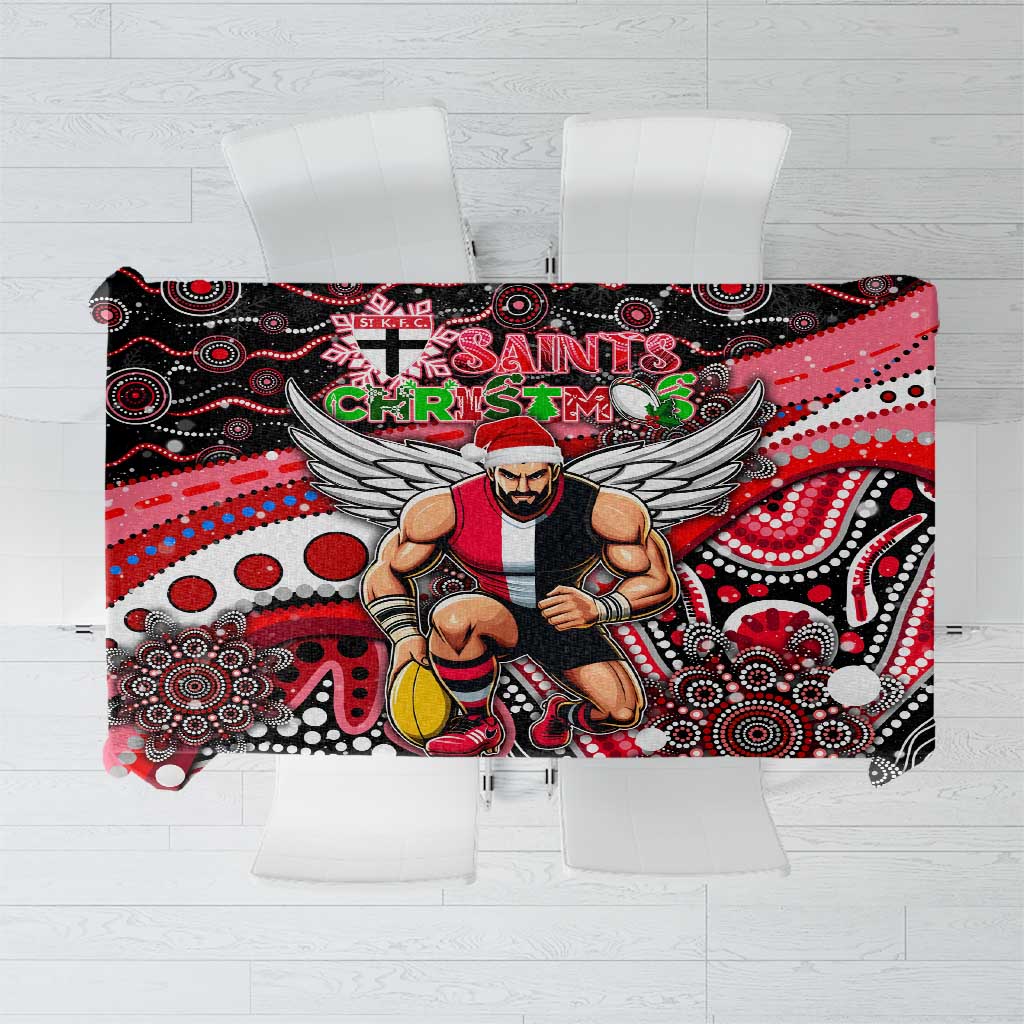 Merry Christmas AFL Saints Tablecloth Aboriginal Santa Football Mascot