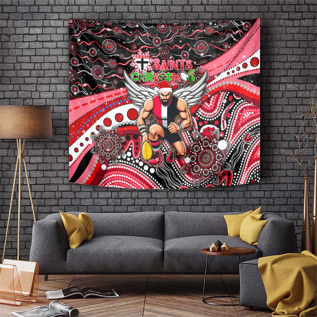 Merry Christmas AFL Saints Tapestry Aboriginal Santa Football Mascot