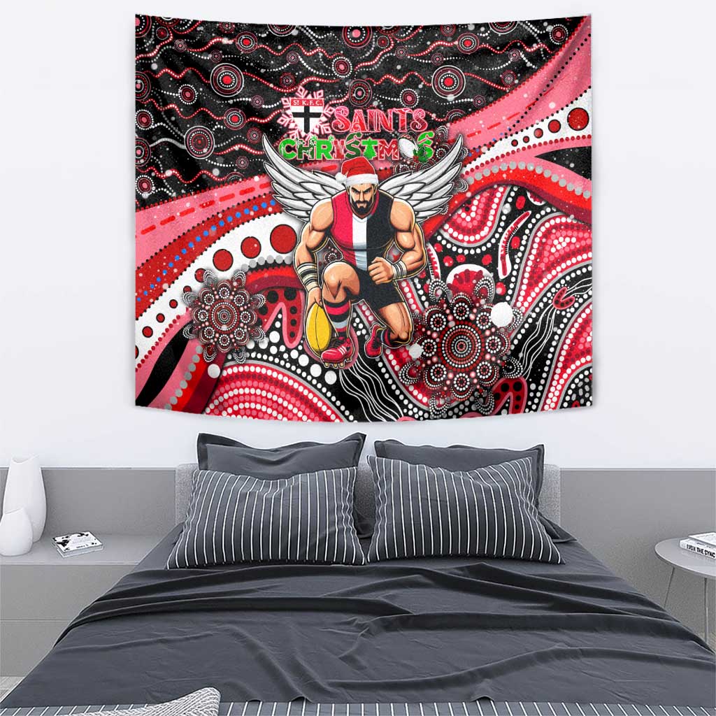 Merry Christmas AFL Saints Tapestry Aboriginal Santa Football Mascot