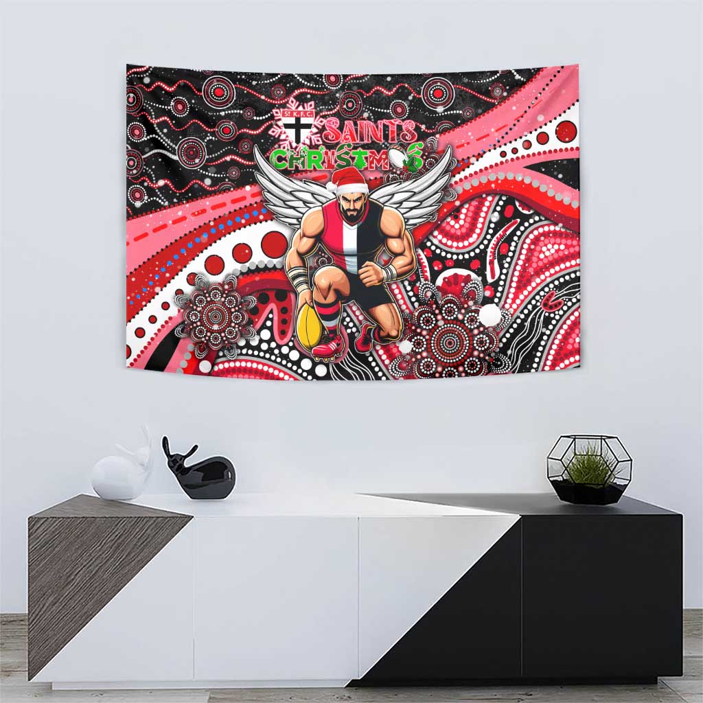 Merry Christmas AFL Saints Tapestry Aboriginal Santa Football Mascot