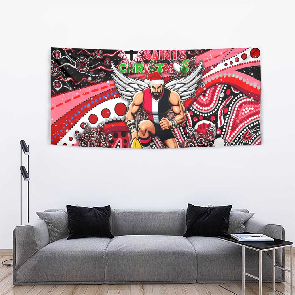 Merry Christmas AFL Saints Tapestry Aboriginal Santa Football Mascot