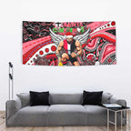 Merry Christmas AFL Saints Tapestry Aboriginal Santa Football Mascot