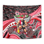 Merry Christmas AFL Saints Tapestry Aboriginal Santa Football Mascot