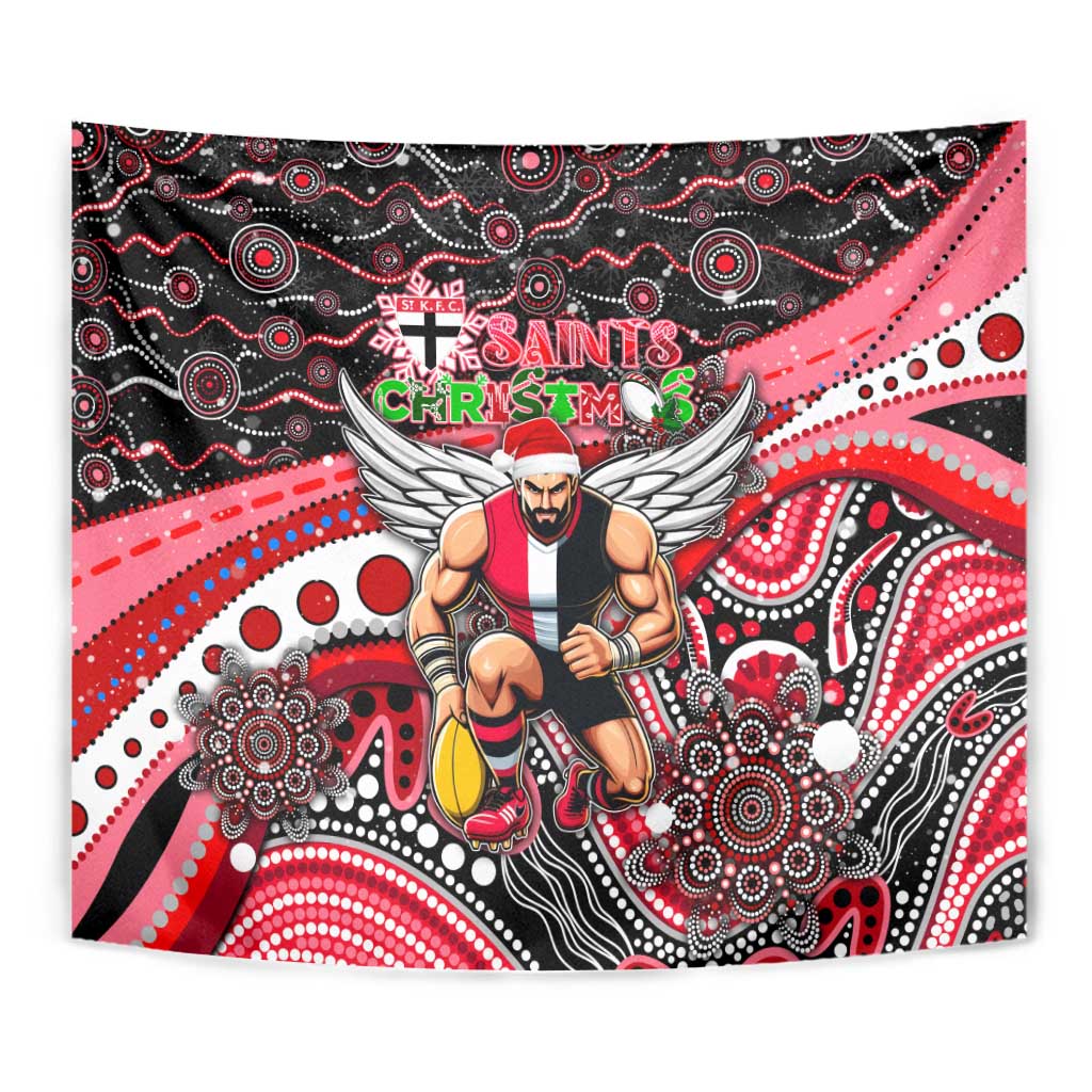 Merry Christmas AFL Saints Tapestry Aboriginal Santa Football Mascot