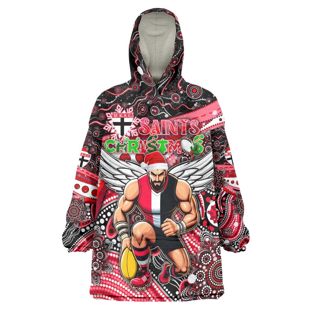 Merry Christmas AFL Saints Wearable Blanket Hoodie Aboriginal Santa Football Mascot