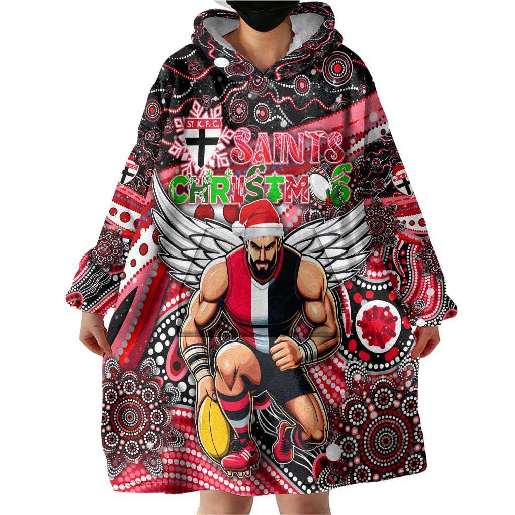 Merry Christmas AFL Saints Wearable Blanket Hoodie Aboriginal Santa Football Mascot