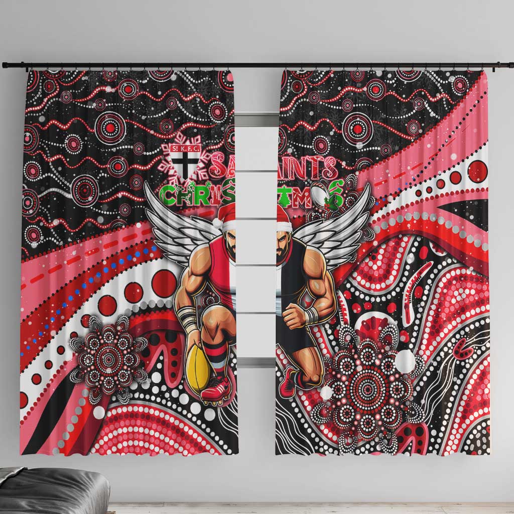 Merry Christmas AFL Saints Window Curtain Aboriginal Santa Football Mascot