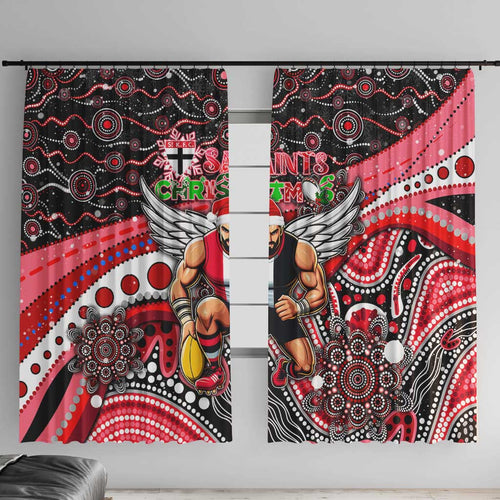 Merry Christmas AFL Saints Window Curtain Aboriginal Santa Football Mascot