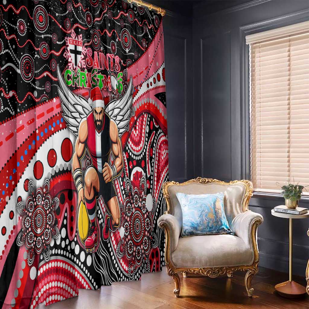 Merry Christmas AFL Saints Window Curtain Aboriginal Santa Football Mascot