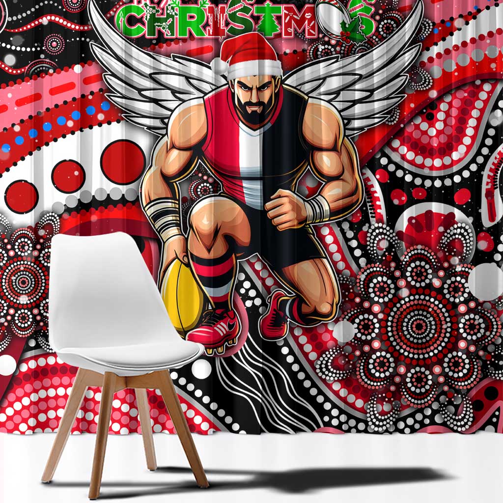 Merry Christmas AFL Saints Window Curtain Aboriginal Santa Football Mascot