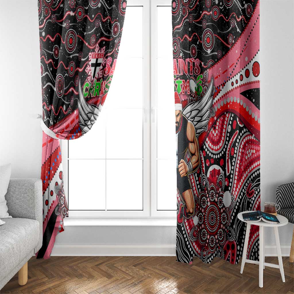 Merry Christmas AFL Saints Window Curtain Aboriginal Santa Football Mascot