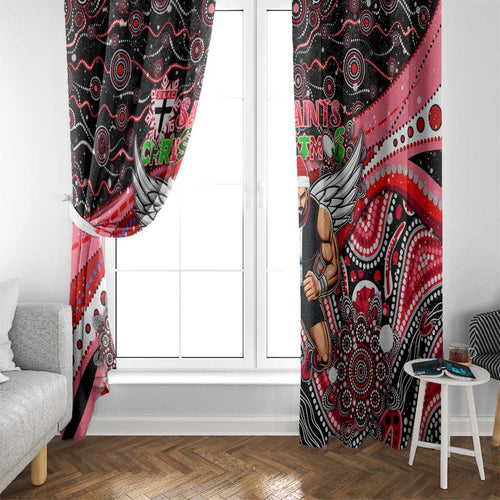 Merry Christmas AFL Saints Window Curtain Aboriginal Santa Football Mascot