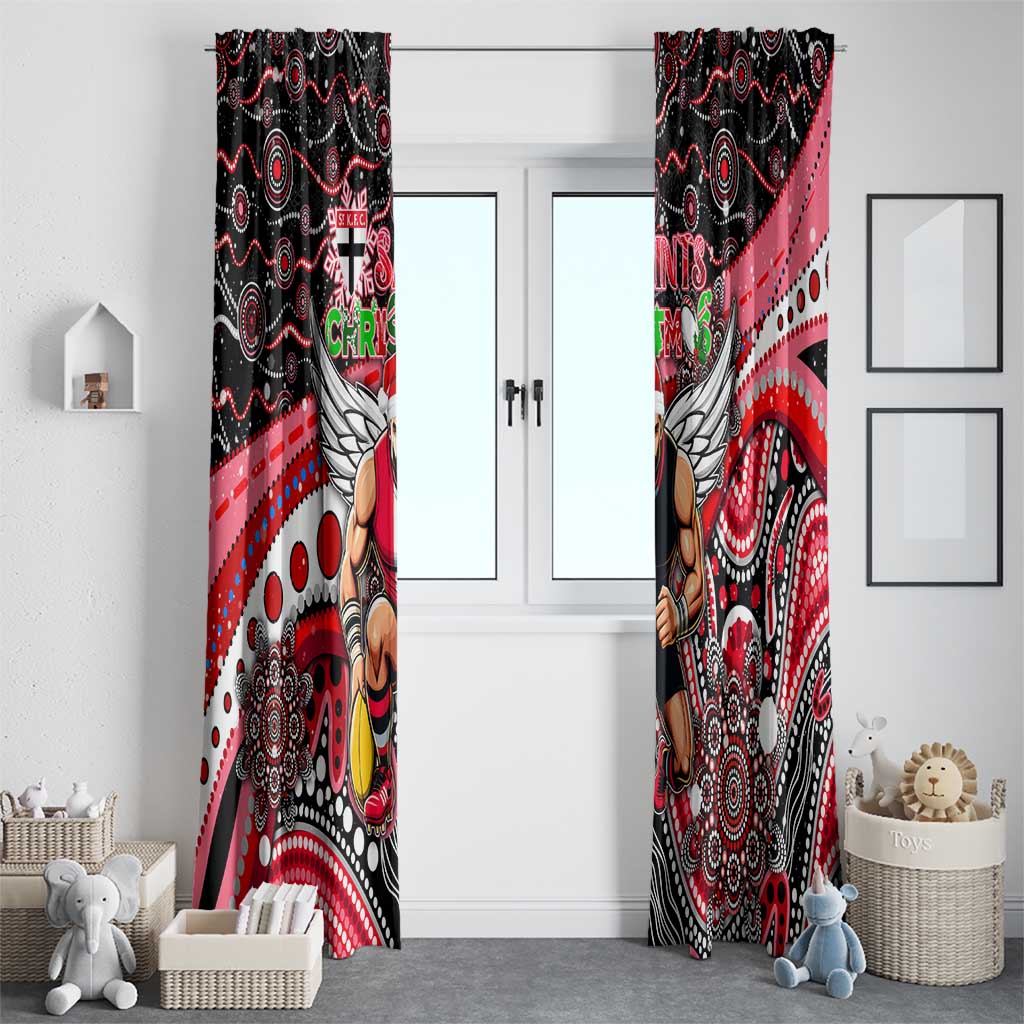 Merry Christmas AFL Saints Window Curtain Aboriginal Santa Football Mascot