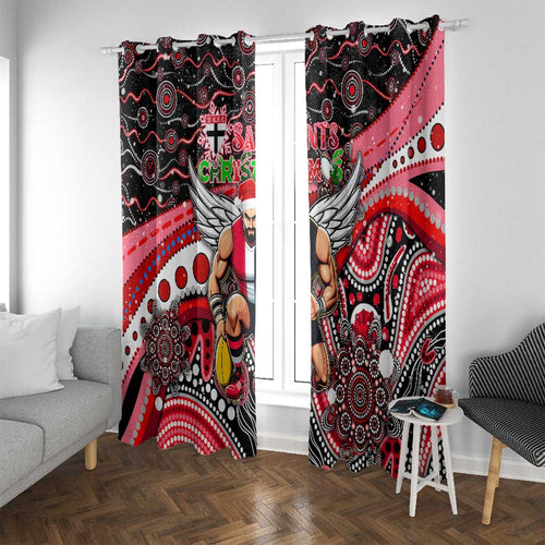 Merry Christmas AFL Saints Window Curtain Aboriginal Santa Football Mascot