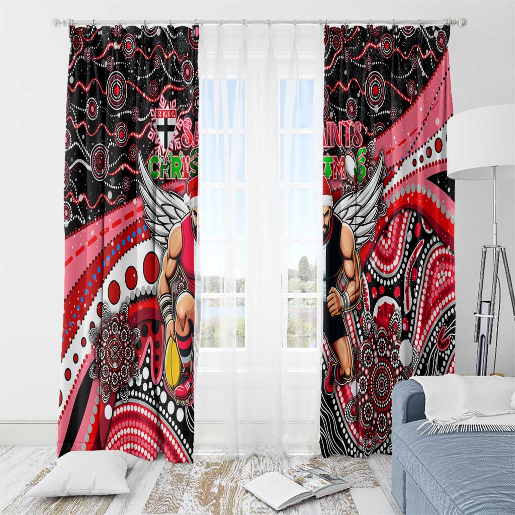 Merry Christmas AFL Saints Window Curtain Aboriginal Santa Football Mascot
