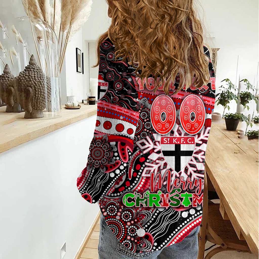 Merry Christmas AFL Saints Women Casual Shirt Aboriginal Santa Football Mascot