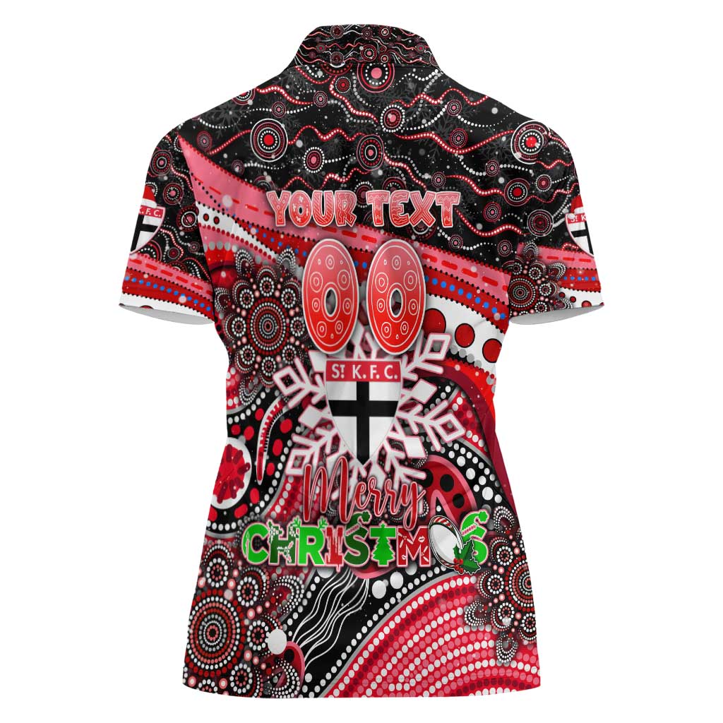 Merry Christmas AFL Saints Women Polo Shirt Aboriginal Santa Football Mascot