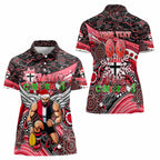 Merry Christmas AFL Saints Women Polo Shirt Aboriginal Santa Football Mascot