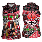Merry Christmas AFL Saints Women Sleeveless Polo Shirt Aboriginal Santa Football Mascot