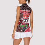 Merry Christmas AFL Saints Women Sleeveless Polo Shirt Aboriginal Santa Football Mascot