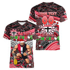 Merry Christmas AFL Saints Women V-Neck T-Shirt Aboriginal Santa Football Mascot