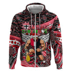 Merry Christmas AFL Saints Zip Hoodie Aboriginal Santa Football Mascot
