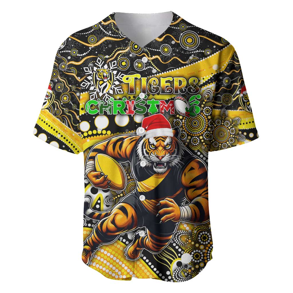 Merry Christmas AFL Richmond Tigers Baseball Jersey Aboriginal Santa Football Mascot