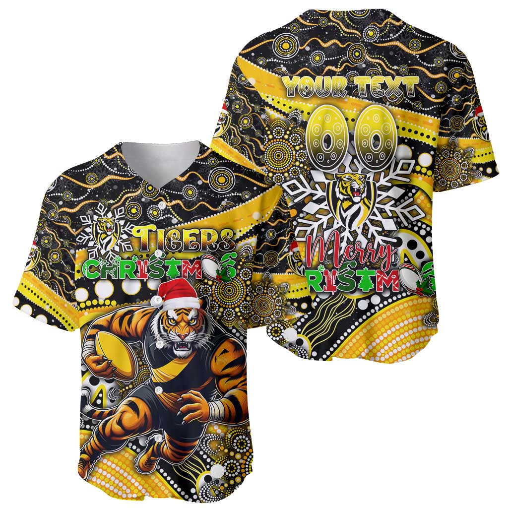 Merry Christmas AFL Richmond Tigers Baseball Jersey Aboriginal Santa Football Mascot