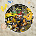 Merry Christmas AFL Richmond Tigers Beach Blanket Aboriginal Santa Football Mascot