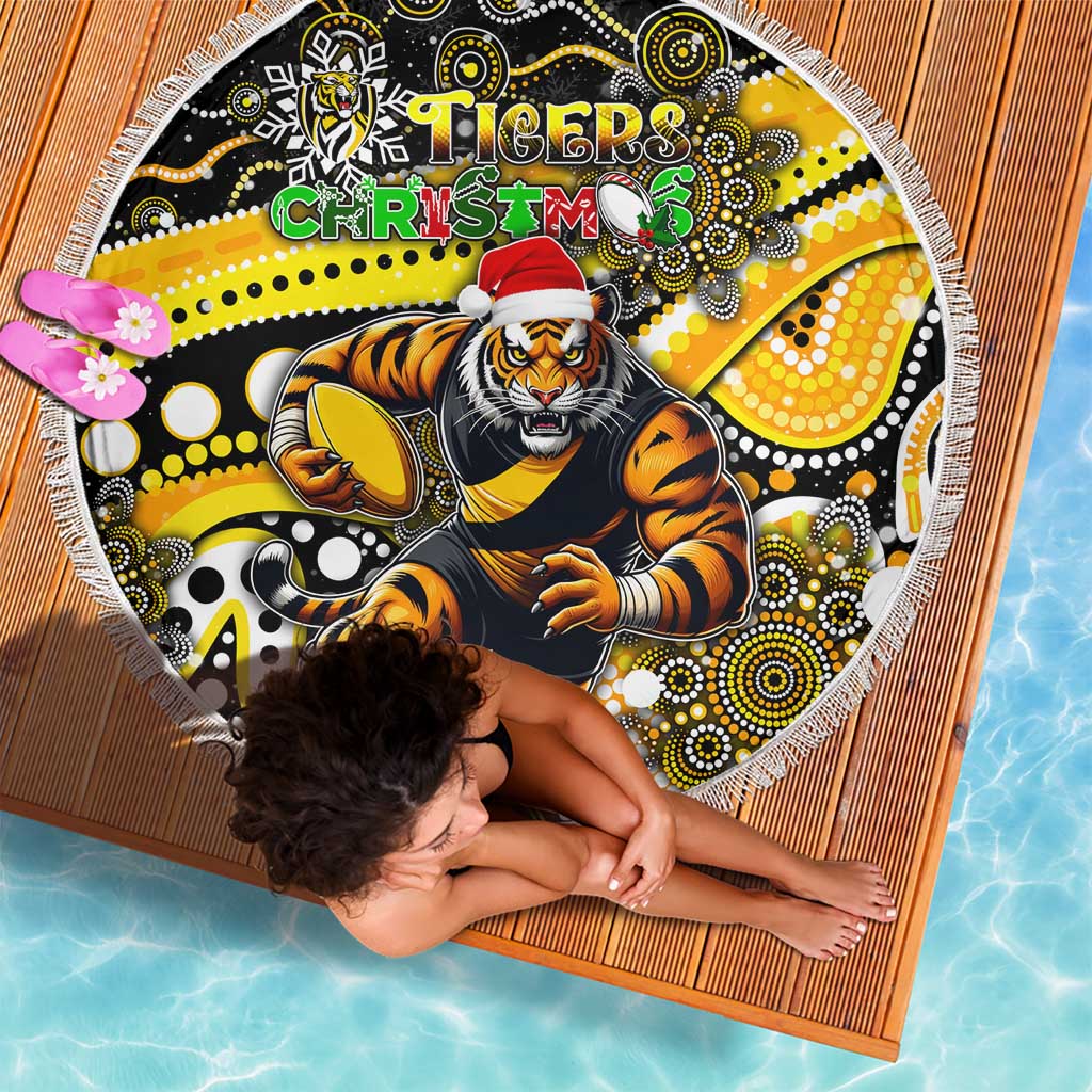 Merry Christmas AFL Richmond Tigers Beach Blanket Aboriginal Santa Football Mascot