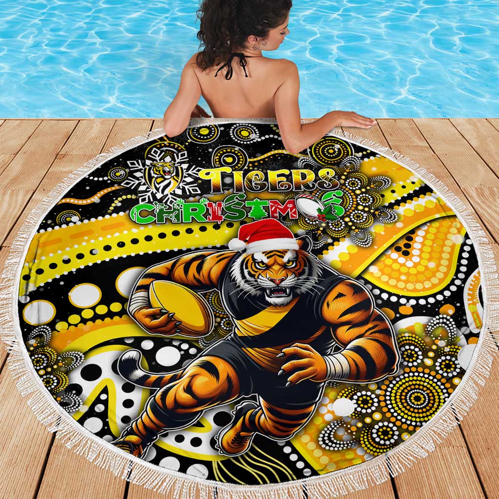 Merry Christmas AFL Richmond Tigers Beach Blanket Aboriginal Santa Football Mascot