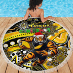 Merry Christmas AFL Richmond Tigers Beach Blanket Aboriginal Santa Football Mascot
