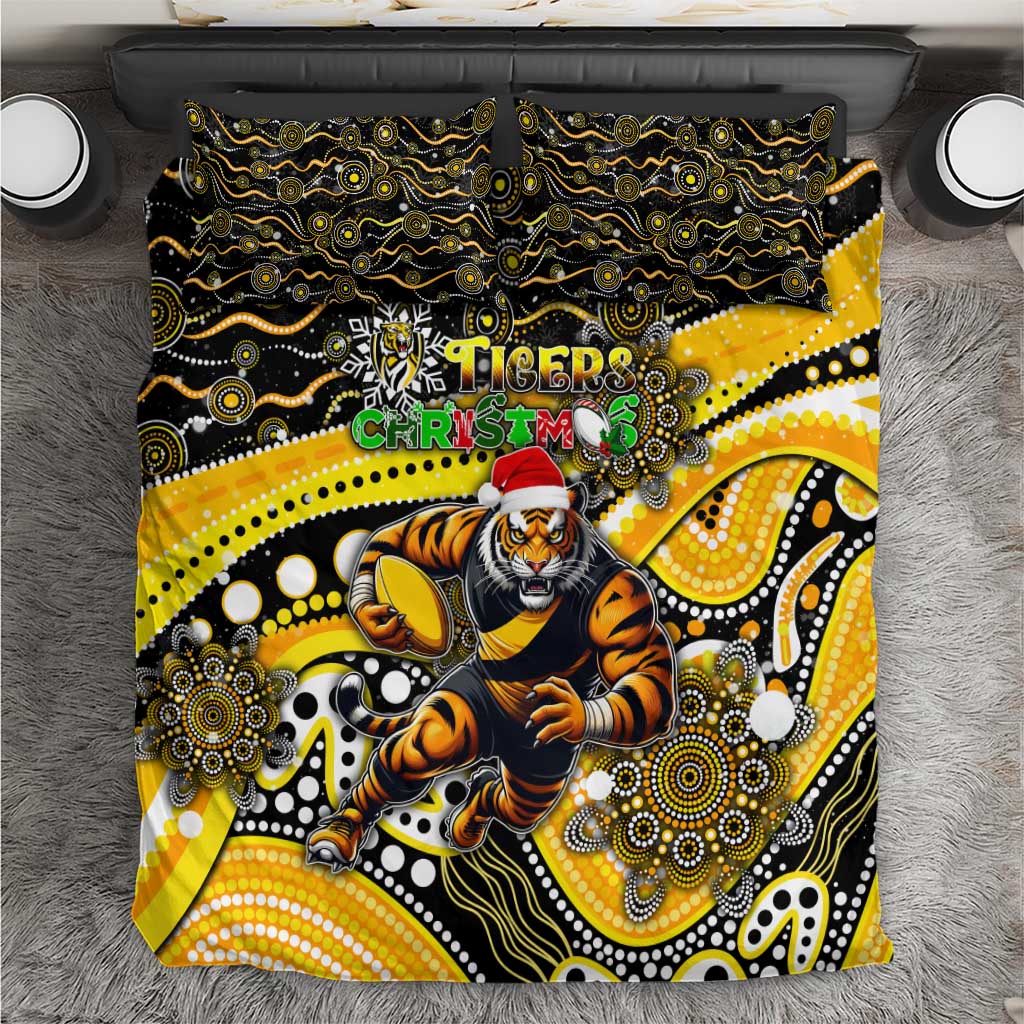 Merry Christmas AFL Richmond Tigers Bedding Set Aboriginal Santa Football Mascot