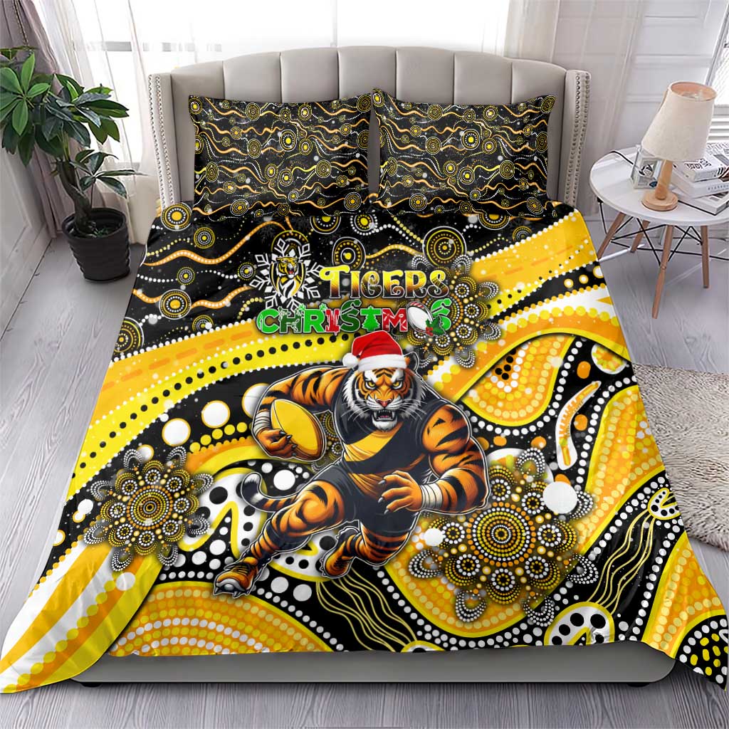 Merry Christmas AFL Richmond Tigers Bedding Set Aboriginal Santa Football Mascot