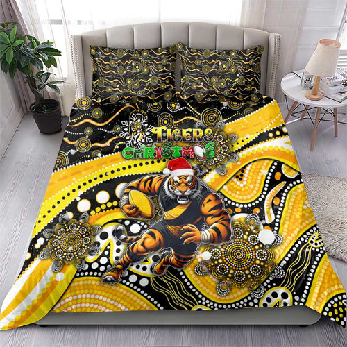 Merry Christmas AFL Richmond Tigers Bedding Set Aboriginal Santa Football Mascot