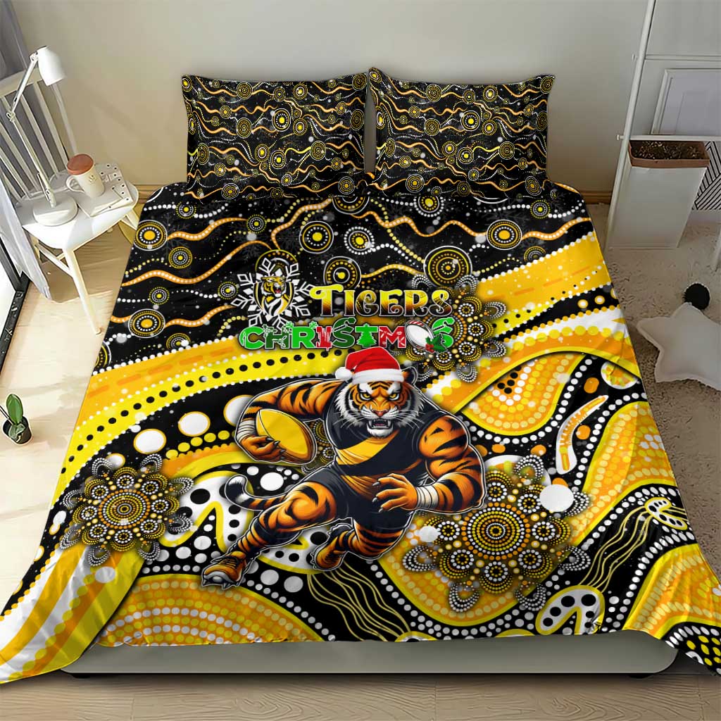 Merry Christmas AFL Richmond Tigers Bedding Set Aboriginal Santa Football Mascot